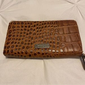 Jessica Simpson brown crocodile print zipper wallet / wristlet / clutch, new